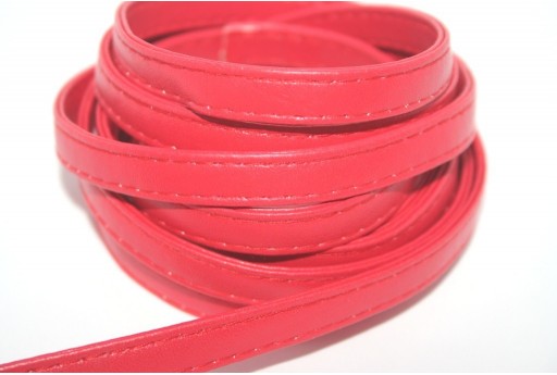 Cordoncino di Cuoio Sintetico Piatto Rosso 10mm - 50cm