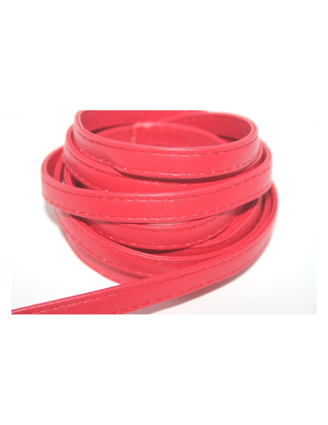 Cordoncino di Cuoio sintetico Piatto Rosso 10mm