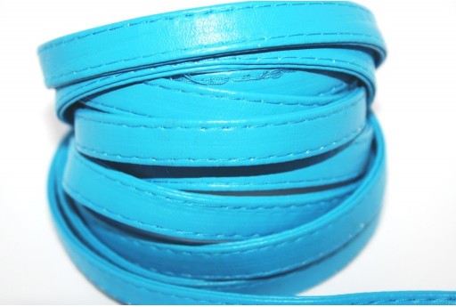 Flat Faux Leather Turquoise 10mm - 50cm