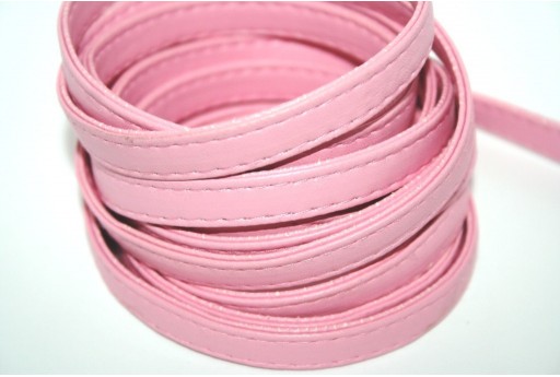 Cordoncino di Cuoio Sintetico Piatto Rosa 10mm - 50cm