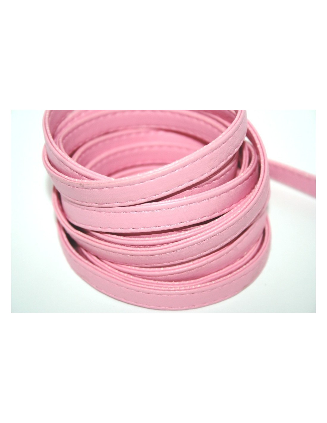 Cordoncino di Cuoio sintetico Piatto Rosa 10mm