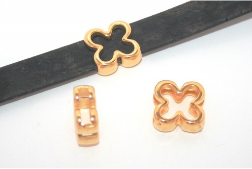Gold Flower Bead For Flat Cord 10mm - 2pcs