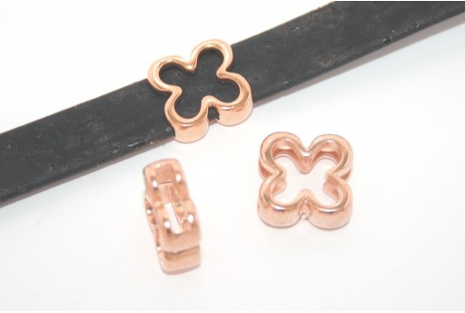 Componente per Corda Piatta Fiore Oro Rosa 10mm - 2pz