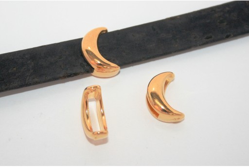 Gold Moon Bead For Flat Cord 10mm - 2pcs