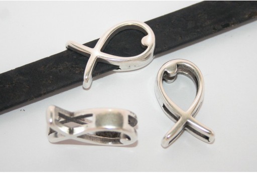 Componente per Corda Piatta Pesce Argento 10mm - 1pz