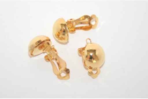 Gold Round Clip On Earrings 20x13mm - 2pcs