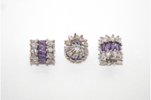Cubic Zirconia Micro Pavè Rondelle Beads Purple 10x11mm