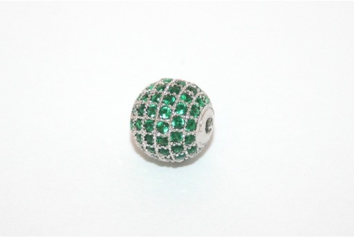 Cubic Zirconia Micro Pavè Beads Green 10mm