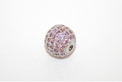 Cubic Zirconia Micro Pavè Beads Pink 10mm
