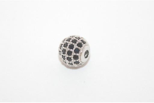 Cubic Zirconia Micro Pavè Beads Black 8mm