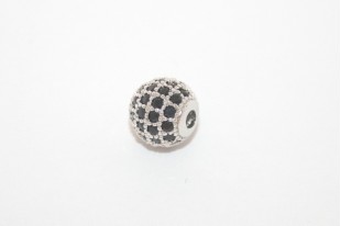 Cubic Zirconia Micro Pavè Beads Black 8mm