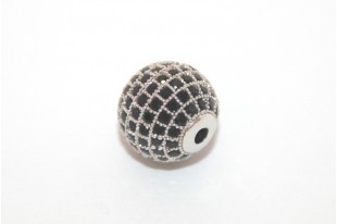 Cubic Zirconia Micro Pavè Beads Black 12mm