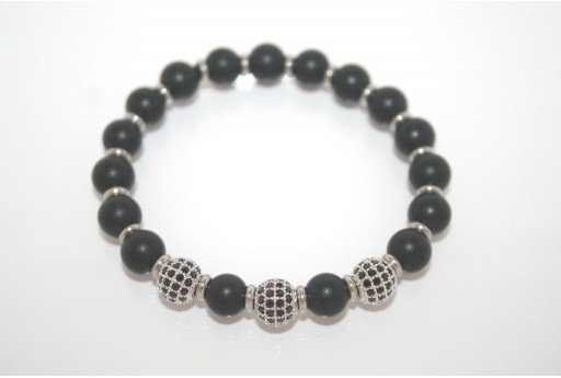 Cubic Zirconia Micro Pavè Beads Black 12mm 2