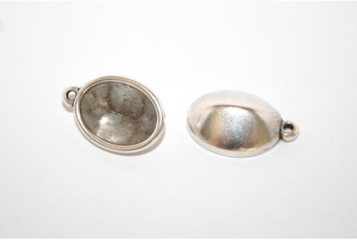 Antique Silver Pendant Setting Cabochon Oval 14x10mm - 2pcs