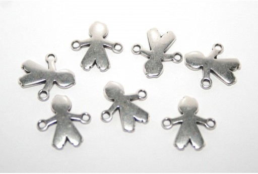 Antique Silver Plated Boy Link 15x10mm - 4pcs