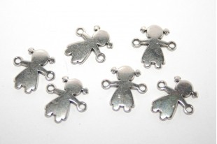 Antique Silver Plated Girl Link 15x10mm - 4pcs