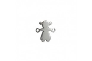 Antique Silver Plated Girl Link 15x10mm - 4pcs