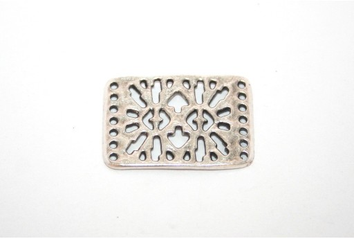 Link Rettangolare Argentato Anticato 7 Fili 26x18mm - 1pz