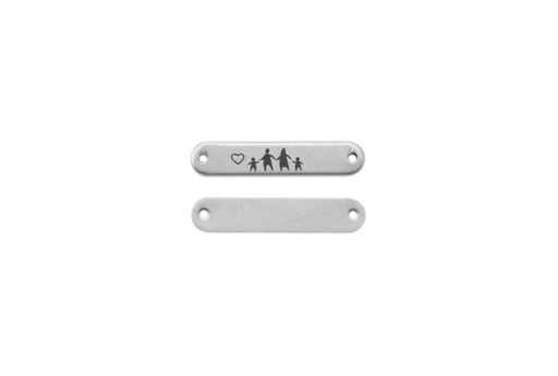 Link Argentato Anticato Famiglia Barra 25x5mm - 1pz