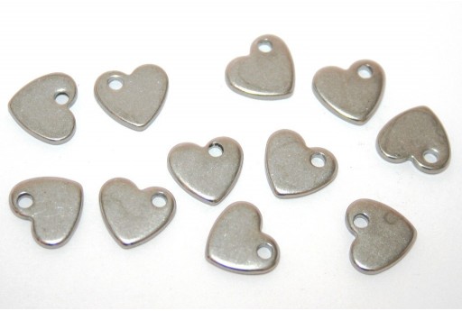 Charms Medaglietta in Acciaio Cuore 10x9mm - 5pz