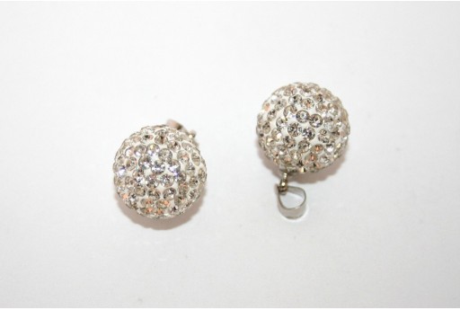 Pendente Sfera con Strass Bianca 14mm - 1pz