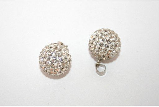 Pendente Sfera con Strass Bianca 14mm - 1pz