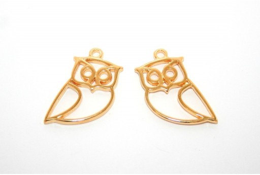 Owl Wireframe Pendant Gold 17x25mm -2pcs