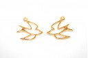 Swallow Wireframe Pendant Gold 19x20mm -2pcs