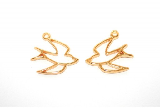 Swallow Wireframe Pendant Gold 19x20mm -2pcs