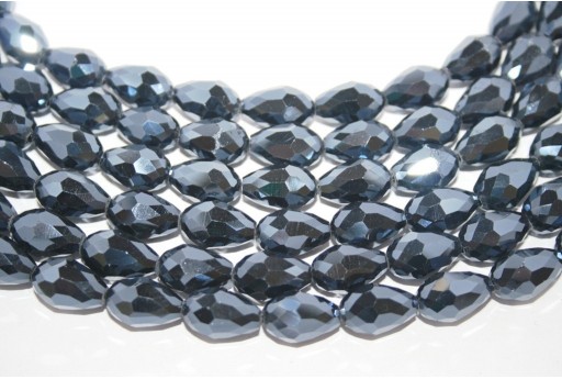 Chinese Crystal Beads Faceted Briolette Black 15x10mm - 25pcs