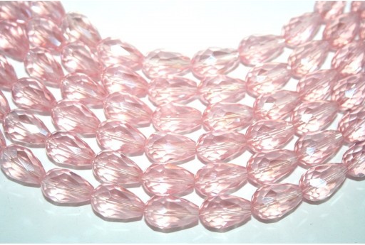 Chinese Crystal Beads Faceted Briolette Pink 15x10mm - 25pcs