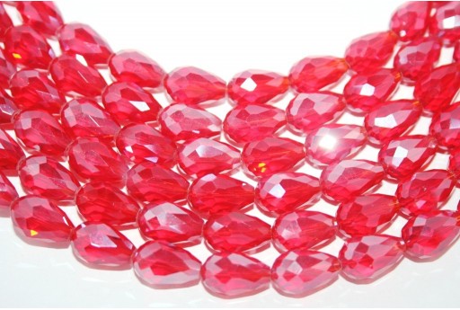 Chinese Crystal Beads Faceted Briolette Red 15x10mm - 25pcs