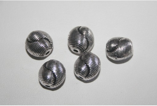 6 Ovali Argento Tibetano 10x8mm TIB21