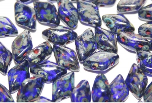 GemDuo Beads Cobalt Picasso 8x5mm - 10gr