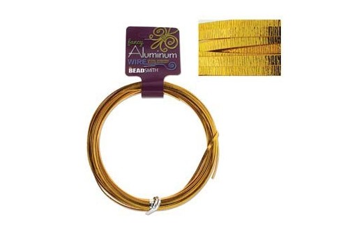 Aluminum Wire Flat Emboss Gold 3x1mm - 12mtr