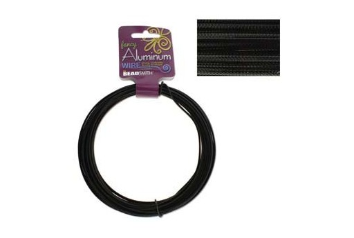 Aluminum Wire Embossed Round Black 2mm - 12mtr