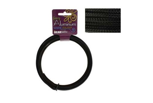 Aluminum Wire Embossed Round Nero 3mm - 5mtr