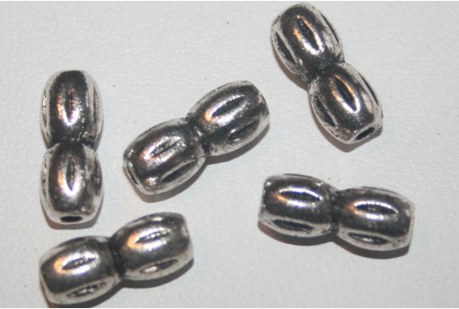 10 Ovaline Doppie Argento Tibetano 12x5mm TIB48