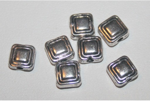 18 Quadrati Argento Tibetano 6x6mm TIB49