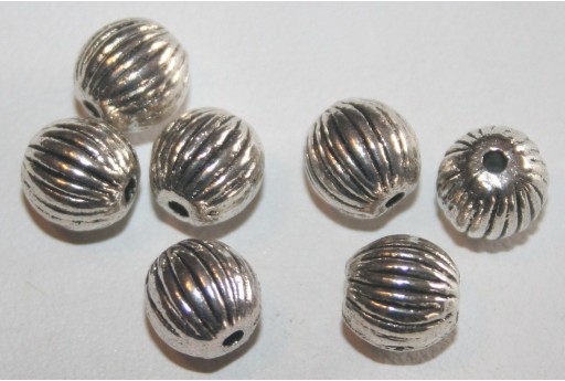 10 Palline Argento Tibetano 8mm TIB51