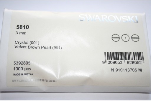 Perle Swarovski Elements 5810 Confezione Ingrosso Velvet Brown 3mm - 1000pz