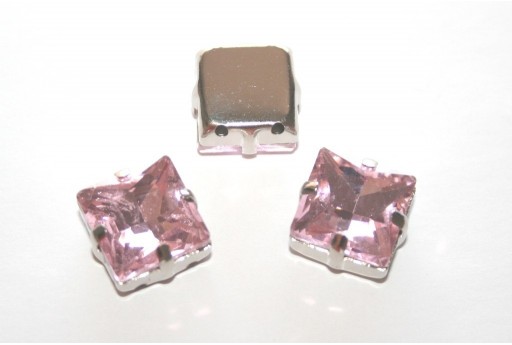 Perline Strass Quadrate Montee Rosa 12x12mm - 2pz