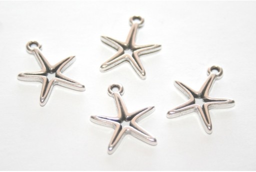 Starfish Wireframe Pendant Silver 14x16mm -2pcs
