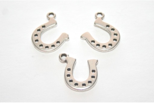 Horseshoe Wireframe Pendant Silver 14x16mm -2pcs