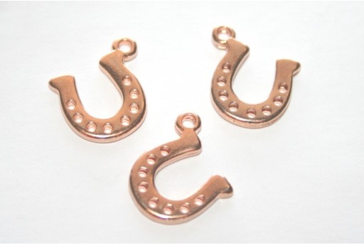 Horseshoe Wireframe Pendant Rose Gold 14x16mm -2pcs