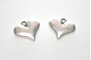 Heart Pendant Silver 16x14mm -2pcs