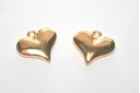 Heart Pendant Gold 16x14mm -2pcs