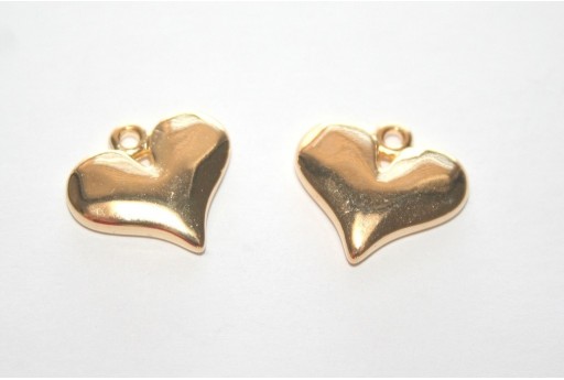 Heart Pendant Gold 16x14mm -2pcs