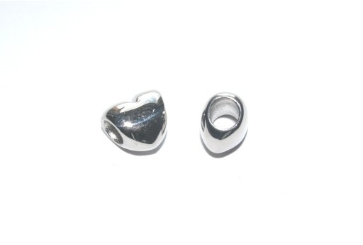 Large Hole Stainless Steel Heart 10x11mm -1pcs