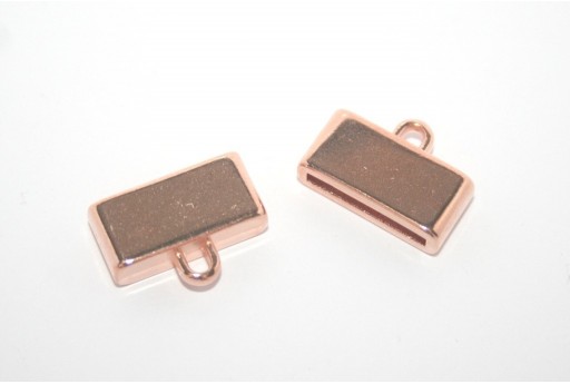 Chiusura Tappo con Asola per Corda Piatta Oro Rosa 15mm - 1pz